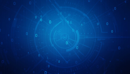 Binary Code Background, Digital Abstract technology background, flowing number one and zero text in binary code format in technology background. Internet Big data Concept