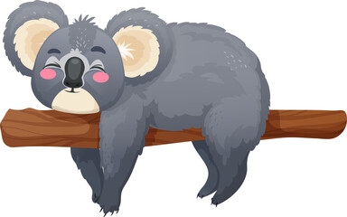 Fluffy australian koala bear cartoon character lie © Vector Tradition