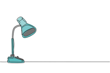 One single line drawing of desk lamp for home appliance. Electricity table lamp for furniture design interior concept. Dynamic continuous line graphic draw vector design illustration