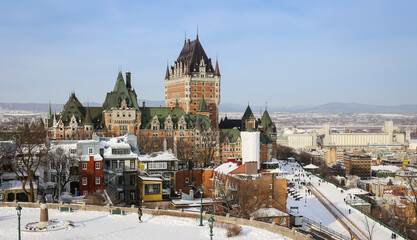 Fototapeta premium Winter view of Château Frontenac in Quebec City