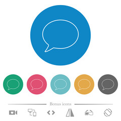 One oval chat bubble outline flat round icons