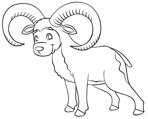 Cartoon bighorn for coloring page.