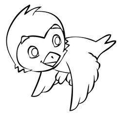 Cartoon bird for coloring page.