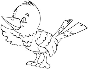 Cartoon bird for coloring page.