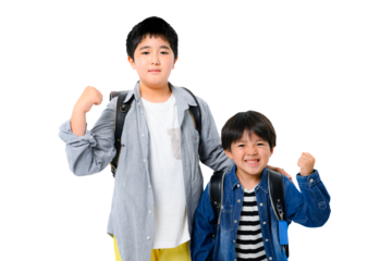 【簡単切り抜き】ランドセルを背負った兄弟のポートレート
