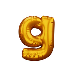 Gold alphabet balloon, metallic text float, 3d rendering