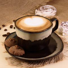 coffee with milk and cookies