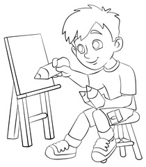 Cartoon boy for coloring page.