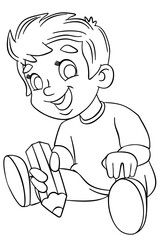 Cartoon boy for coloring page.