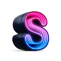 3d alphabet with colorful neon light inside, 3d rendering