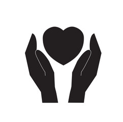 hands holding a heart icon, isolated illustration on a white background, a symbol of love, happiness