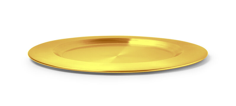empty golden  tray isolated
