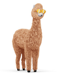 Fototapeta premium Happy cute alpaca, 3d rendering illustration