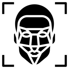 Facial recognition scan ai artificial intelligence - solid icon
