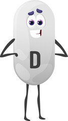 Vitamin D character, pharmacy cartoon pill drug