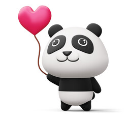 Cute panda with heart, cute animal, 3d rendering © Thanasantipan