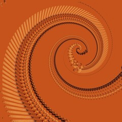 pattern and design black fractal on a plain bright orange coloured background