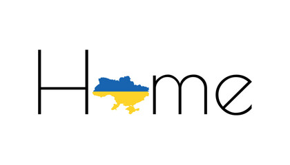 text with Ukrainian symbols. map of Ukraine. vector. blue and yellow. flag, home