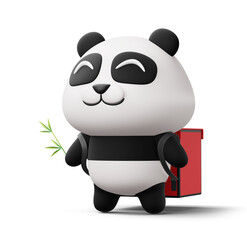 Fototapety  Happy cute panda delivery, 3d rendering
