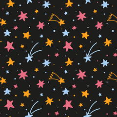 Obraz na płótnie Canvas Vector pattern with stars on a black background