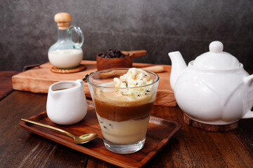 Espresso with Affogato Ice Cream Italian food or drink