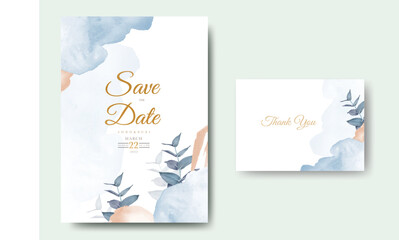 Hand painted watercolor Leaves wedding invitation template  