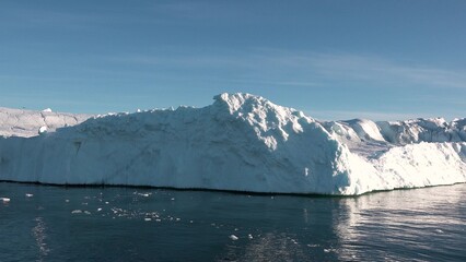 Greenland. Icebergs in Disco Bay. Landscapes of polar nature.