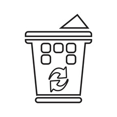 Recycle bin outline icon. Line art vector.