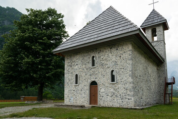 Fototapeta na wymiar Antique traditional catholic church in albanian mountains