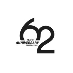 62 years anniversary celebration logotype