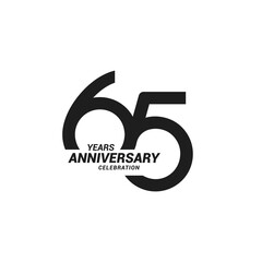 65 years anniversary celebration logotype - obrazy, fototapety, plakaty