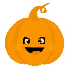Pumpkin with a cute face hand drawn, isolated on a white background. cartoon vector illustration.smiling pumpkin