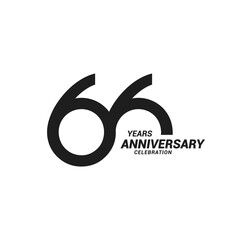 66 years anniversary celebration logotype - obrazy, fototapety, plakaty