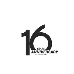 16 years anniversary celebration logotype - obrazy, fototapety, plakaty