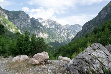 Scenic nature view of Albanian nature. Alpin environment background, traveling concept
