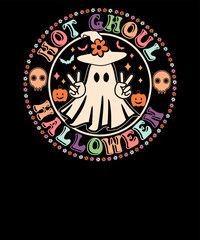 Hot Ghoul Halloween Retro Vintage Spooky Vibes Ghoul Halloween t-shirt design