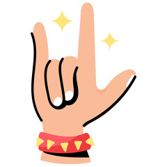 Trendy doodle sticker of rock on 