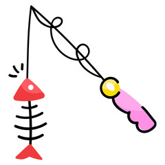 An editable sticker of fishing rod 
