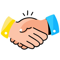A customizable doodle sticker of handshake