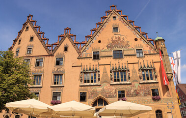 Ulmer Rathaus; S&uuml;dfassade mit Wandmalereien