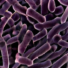 3D Bacteria outbreak and bacterial infection as a microscopic background as dangerous disease strain case as a medical health risk concept with disease cells