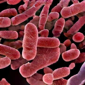 3D Bacteria Lactobacillus, illustration. Normal flora of small intestine, lactic acid bacteria. Probiotic bacterium