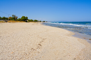 Cloudless summer day on Hersonissos beach.