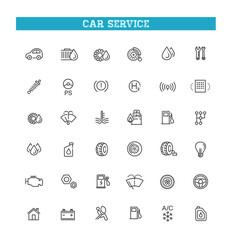 Auto repair service vector outline symbols