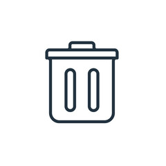 The garbage icon is isolated on a white background. Delete symbols, trash cans, clean for web and cellular applications.