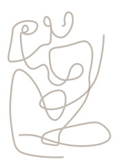 hand drawn illustration. one line silhouette of a girl.  poster. vector illustration. minimalist style. painting. simply