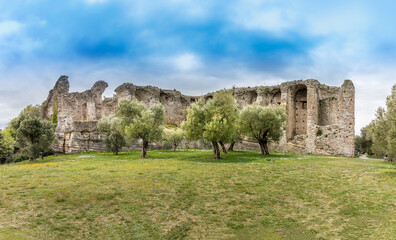 The Grottoes of Catullus, an archeological excavation site of an old roman villa at the tip of Sirmione at Lake Garda, Italy