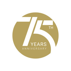 75, 75th Years Anniversary Logo, Golden Color, Vector Template Design element for birthday, invitation, wedding, jubilee and greeting card illustration.