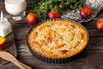 Delicious homemade tart with fruits