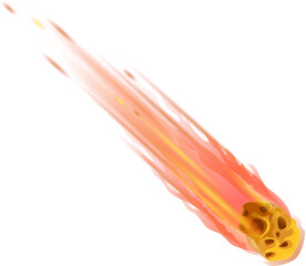 Falling asteroid or cartoon meteorite burn in fire © Vector Tradition